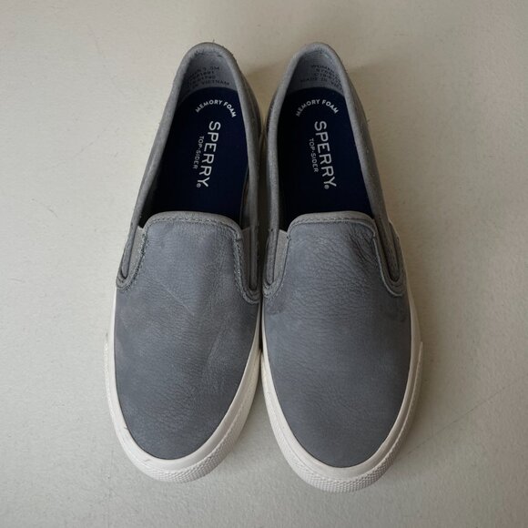 Sperry Gray Suede Slip-On Twin Gore Sneakers SIze 5 - Picture 6 of 16